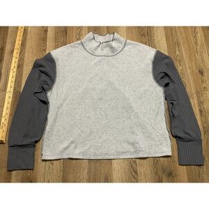 Hem&Thread Shirt, Women's Size Medium, Gray, Mock Neck, Long Sleeve